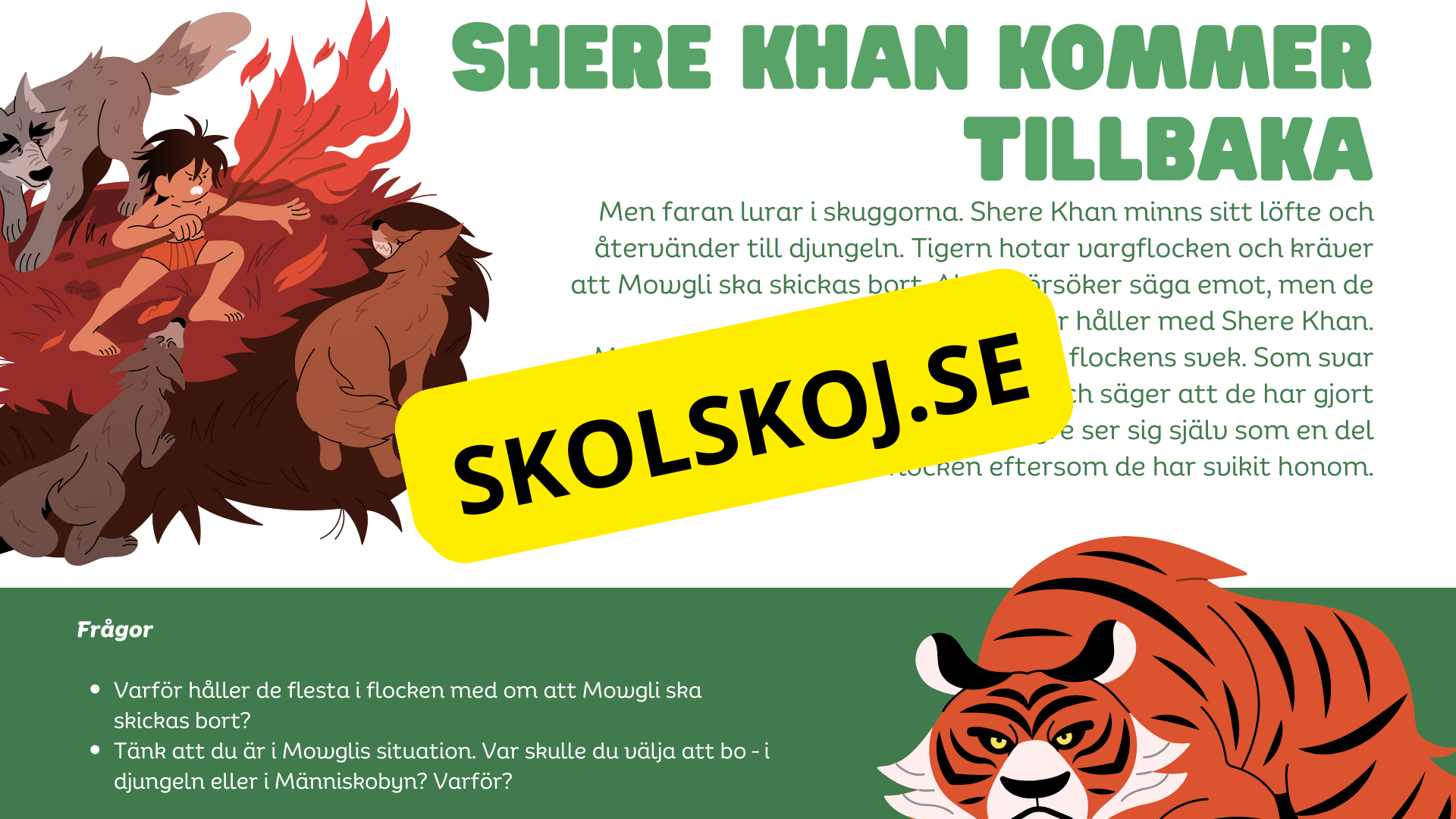 Djungelboken - Läsförståelse och frågor