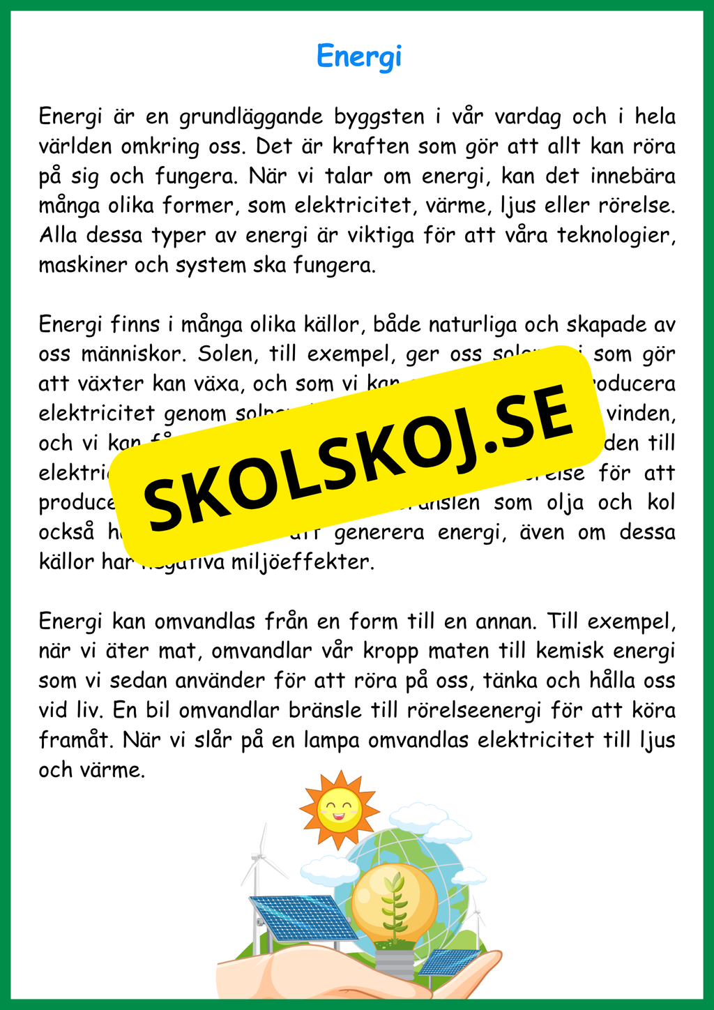 Energi - Olika former och källor