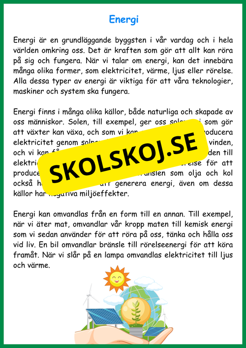 Energi - Olika former och källor