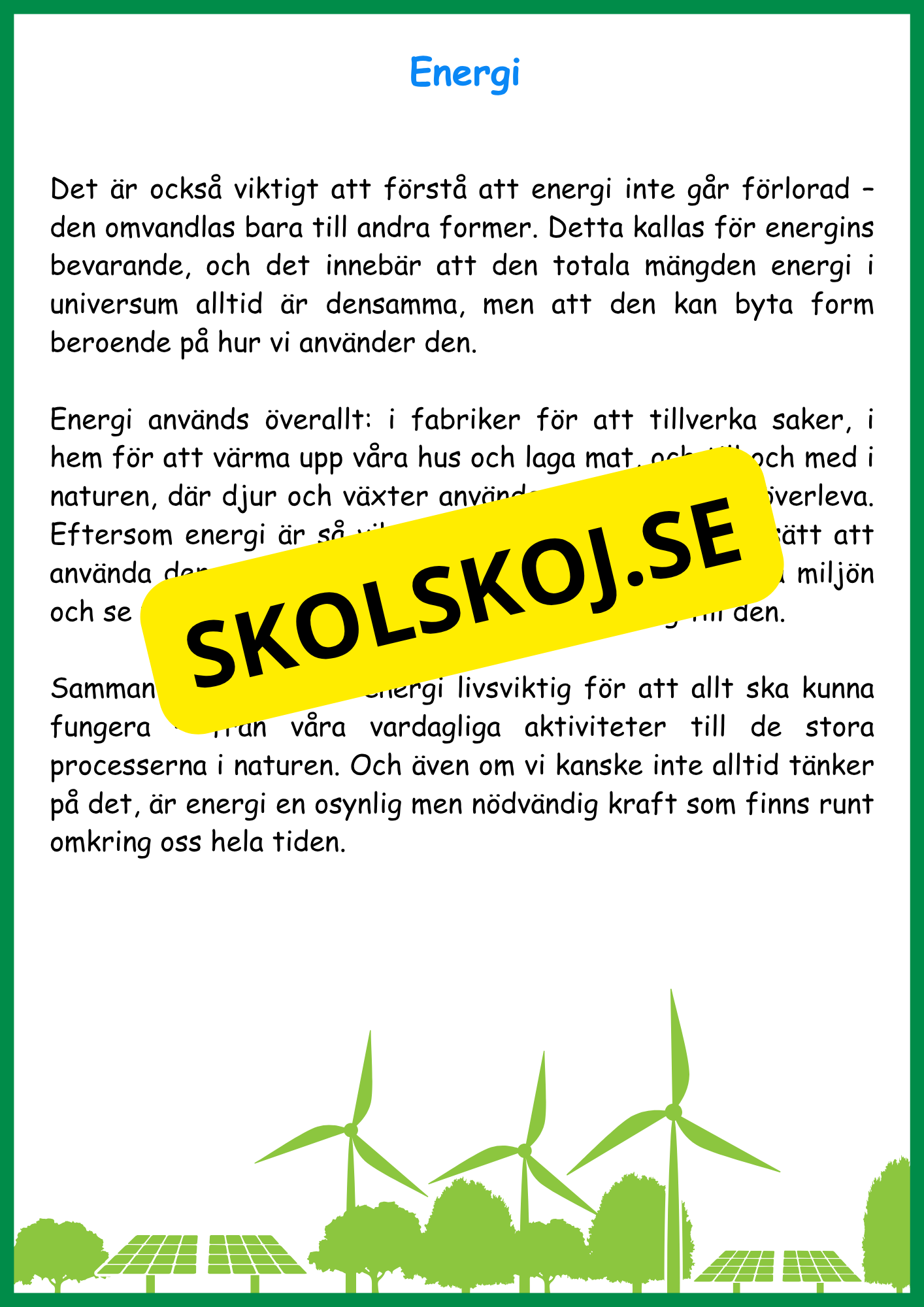 Energi - Olika former och källor