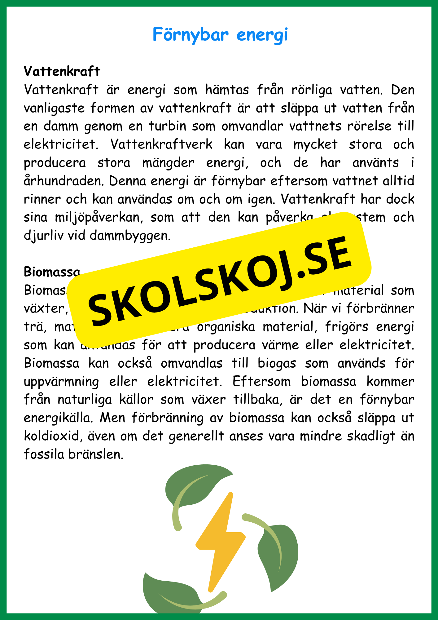 Energi - Olika former och källor