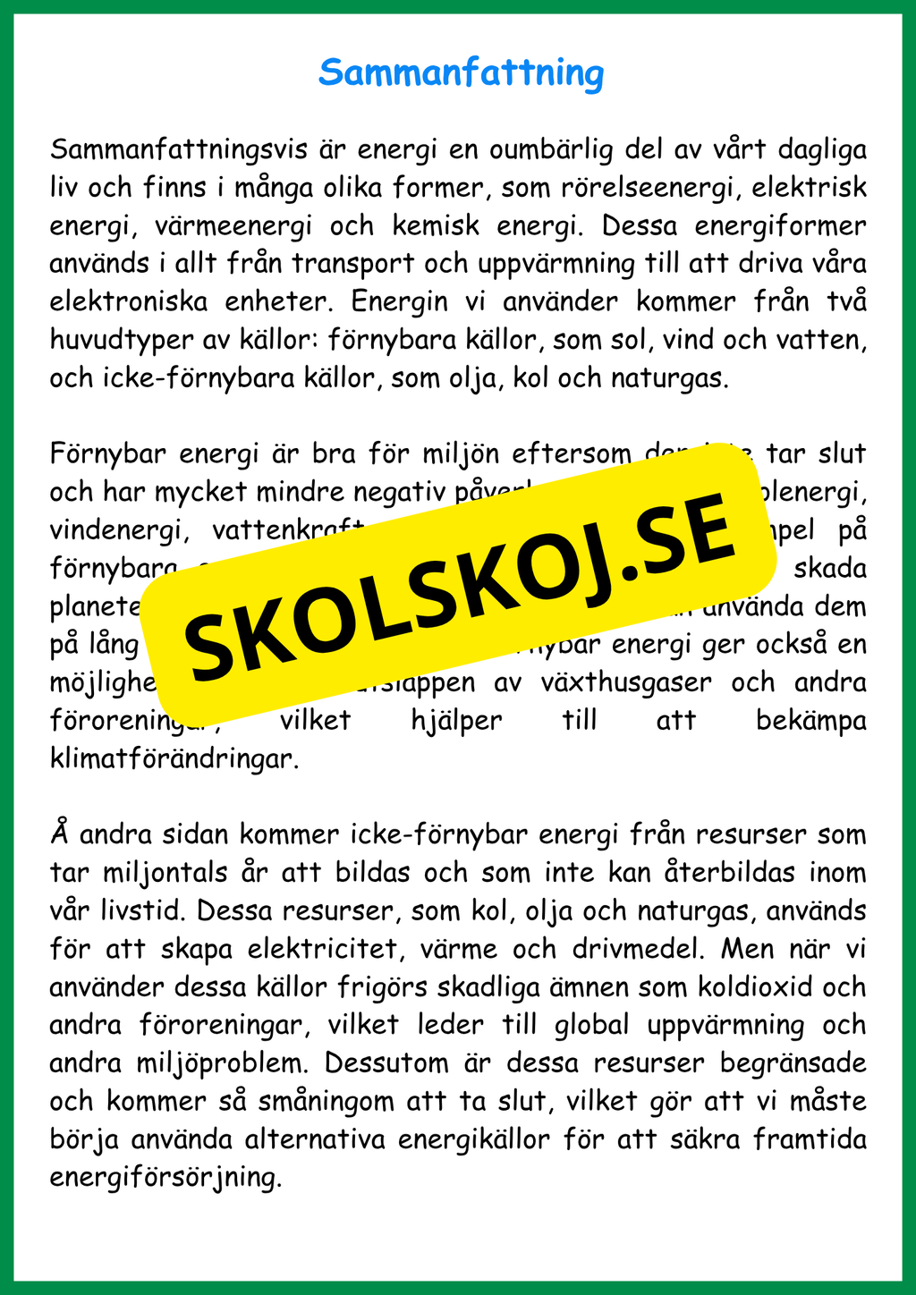 Energi - Olika former och källor