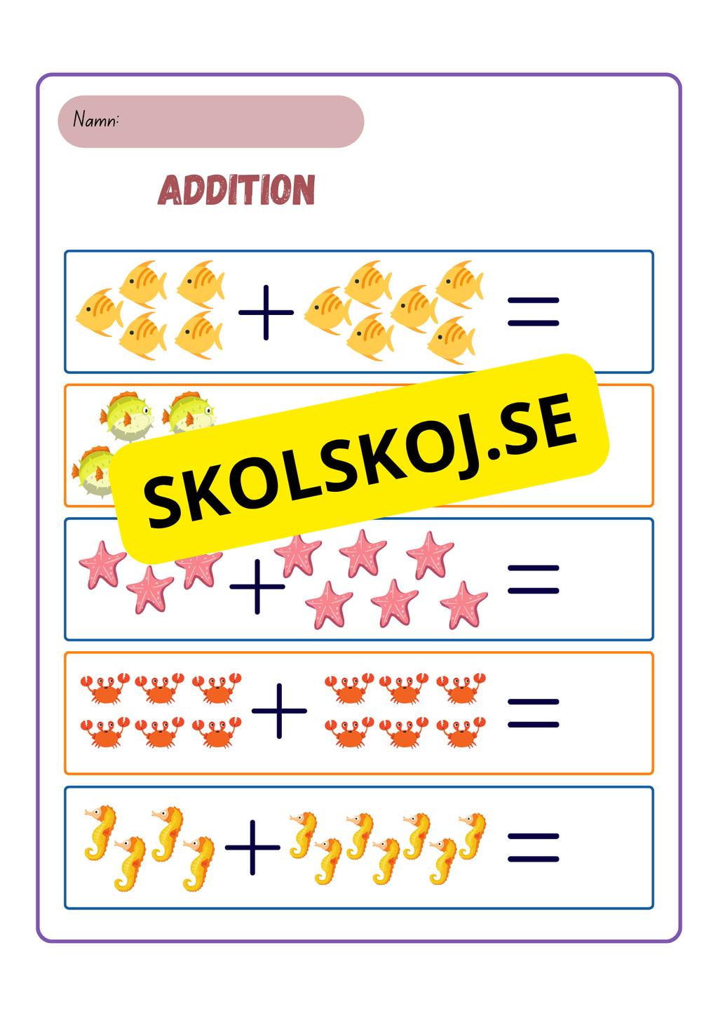 Enkel addition - Förskoleklass - Åk 2