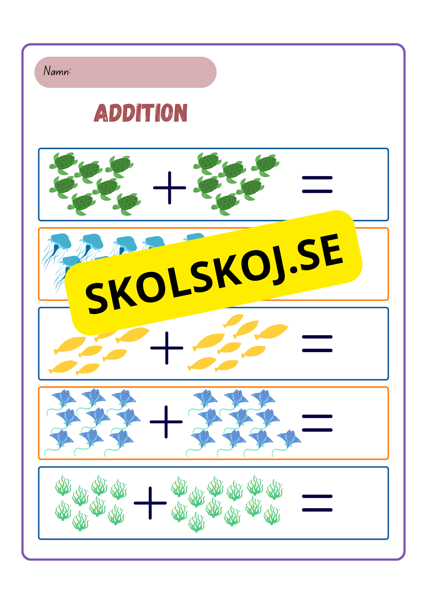 Enkel addition - Förskoleklass - Åk 2