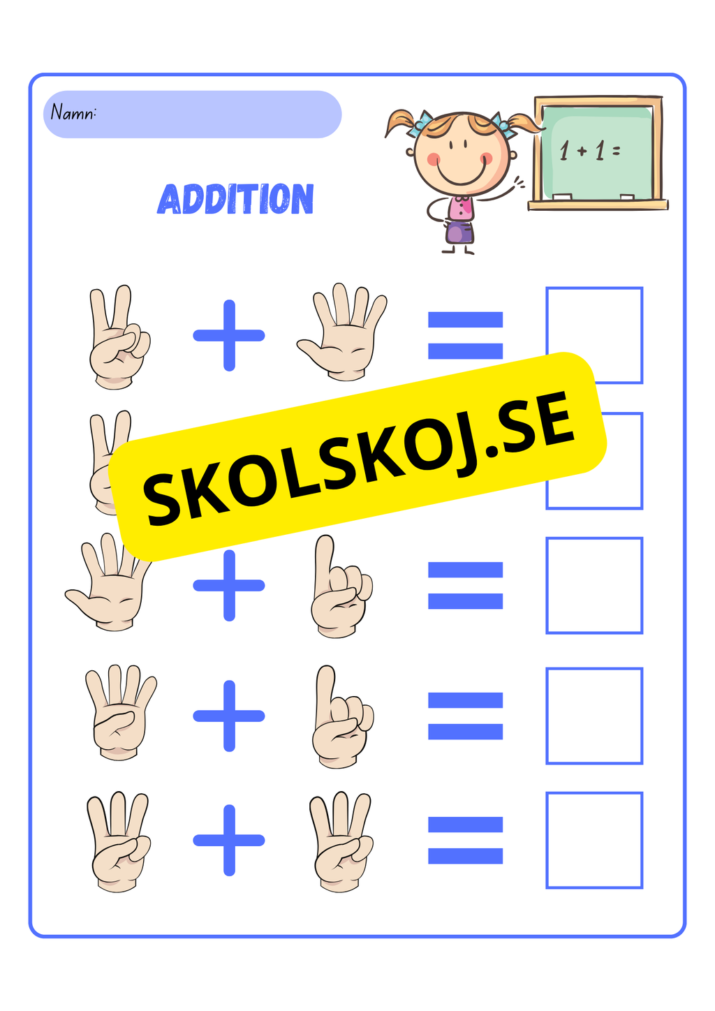 Enkel addition - Förskoleklass - Åk 2