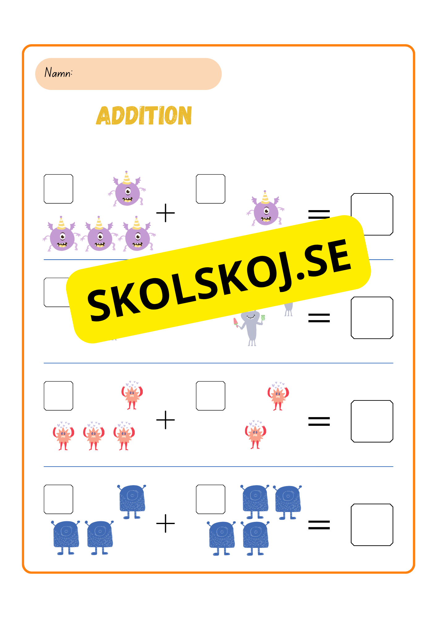 Enkel addition - Förskoleklass - Åk 2