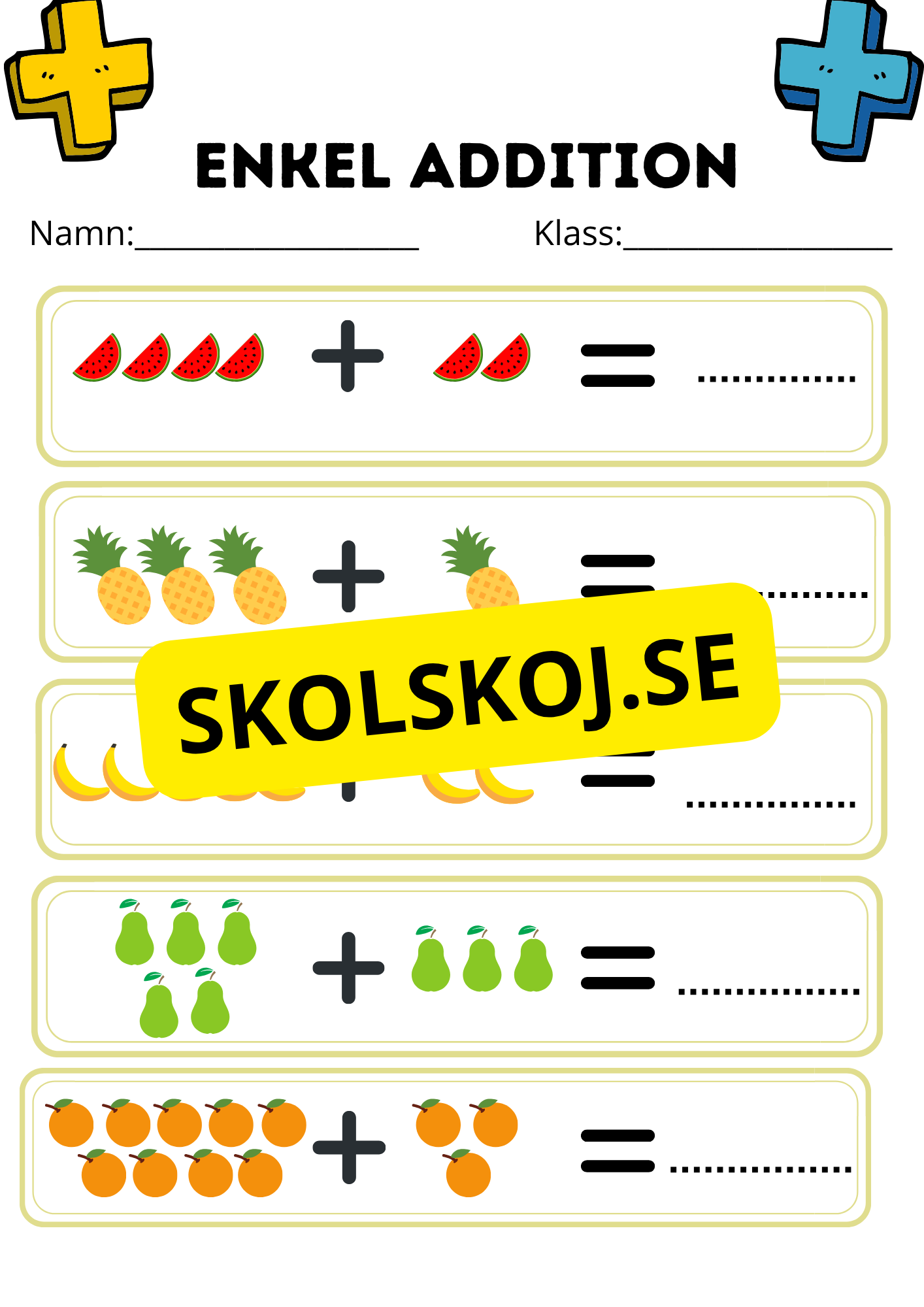 Enkel addition - Fsk - åk 2