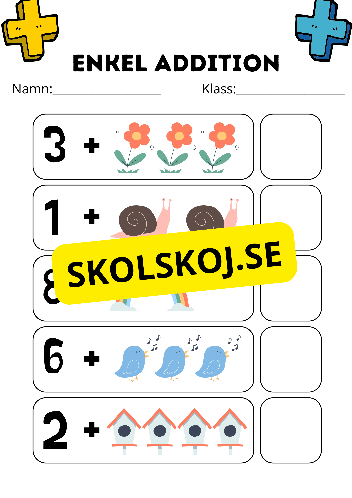 Enkel addition - Fsk - åk 2