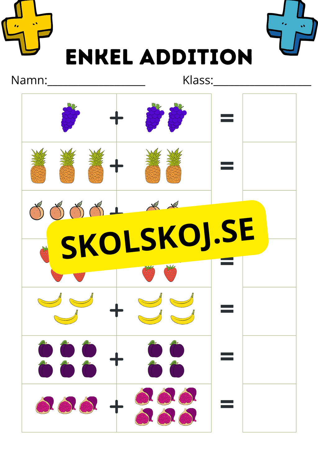 Enkel addition - Fsk - åk 2