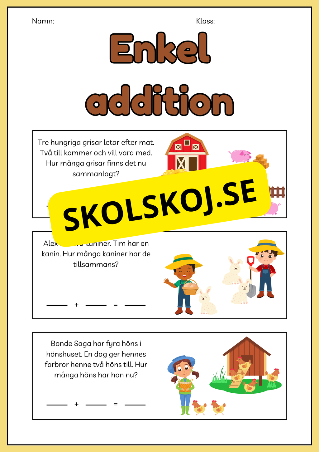 Enkel addition och subtraktion - Häfte