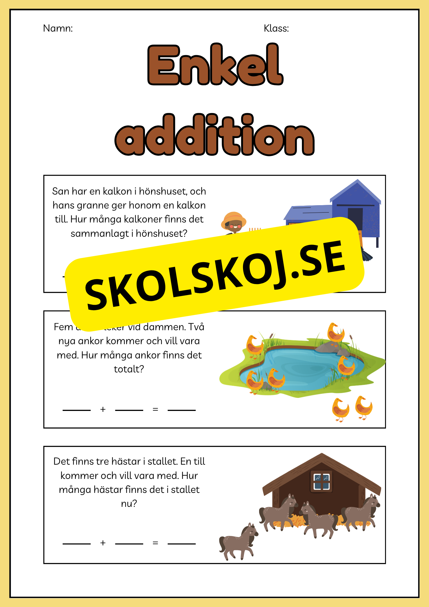 Enkel addition och subtraktion - Häfte