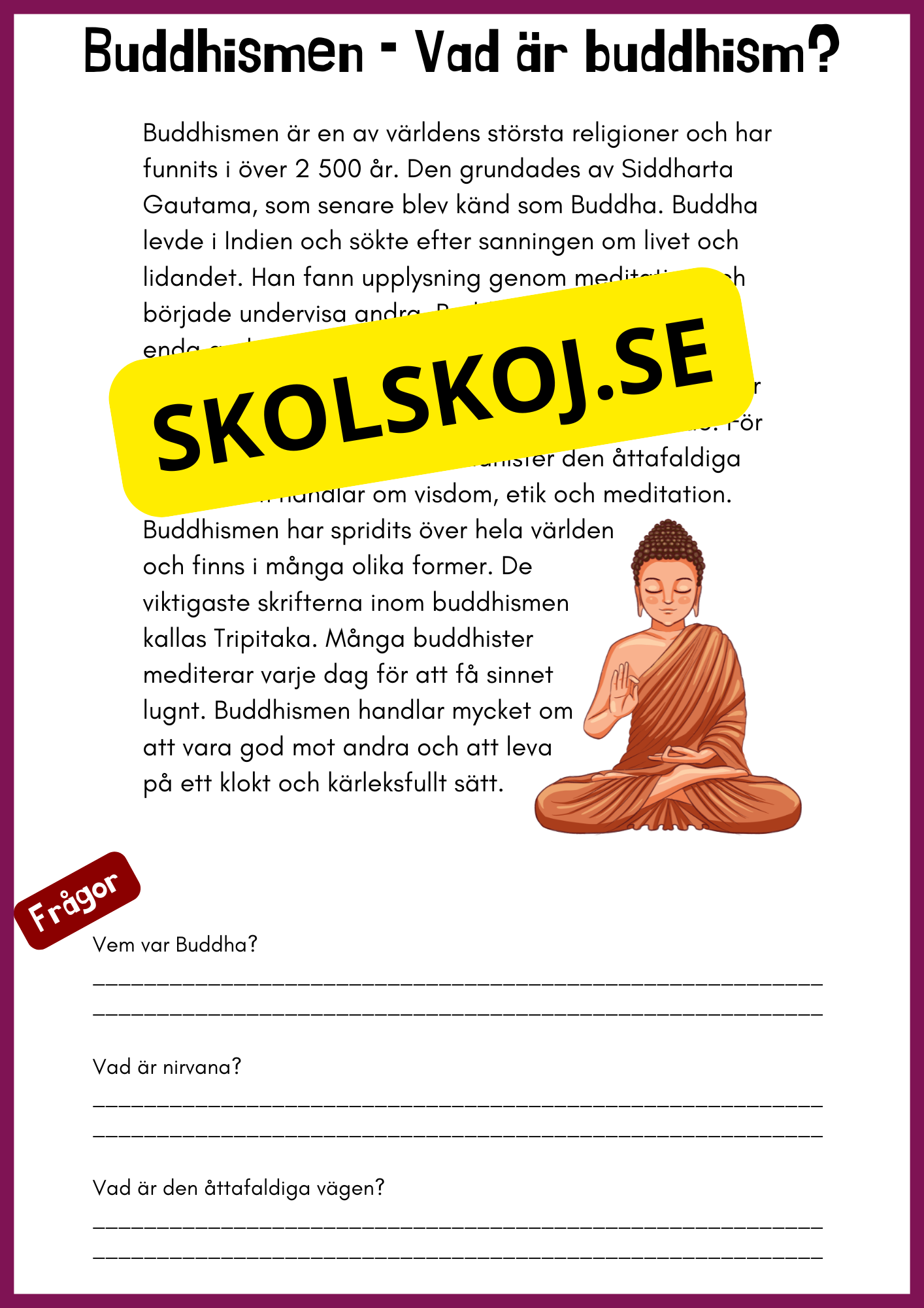 Enkel läsförståelse - Buddhism - Åk 4 - 6