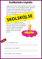 Enkel läsförståelse - Buddhism - Åk 4 - 6