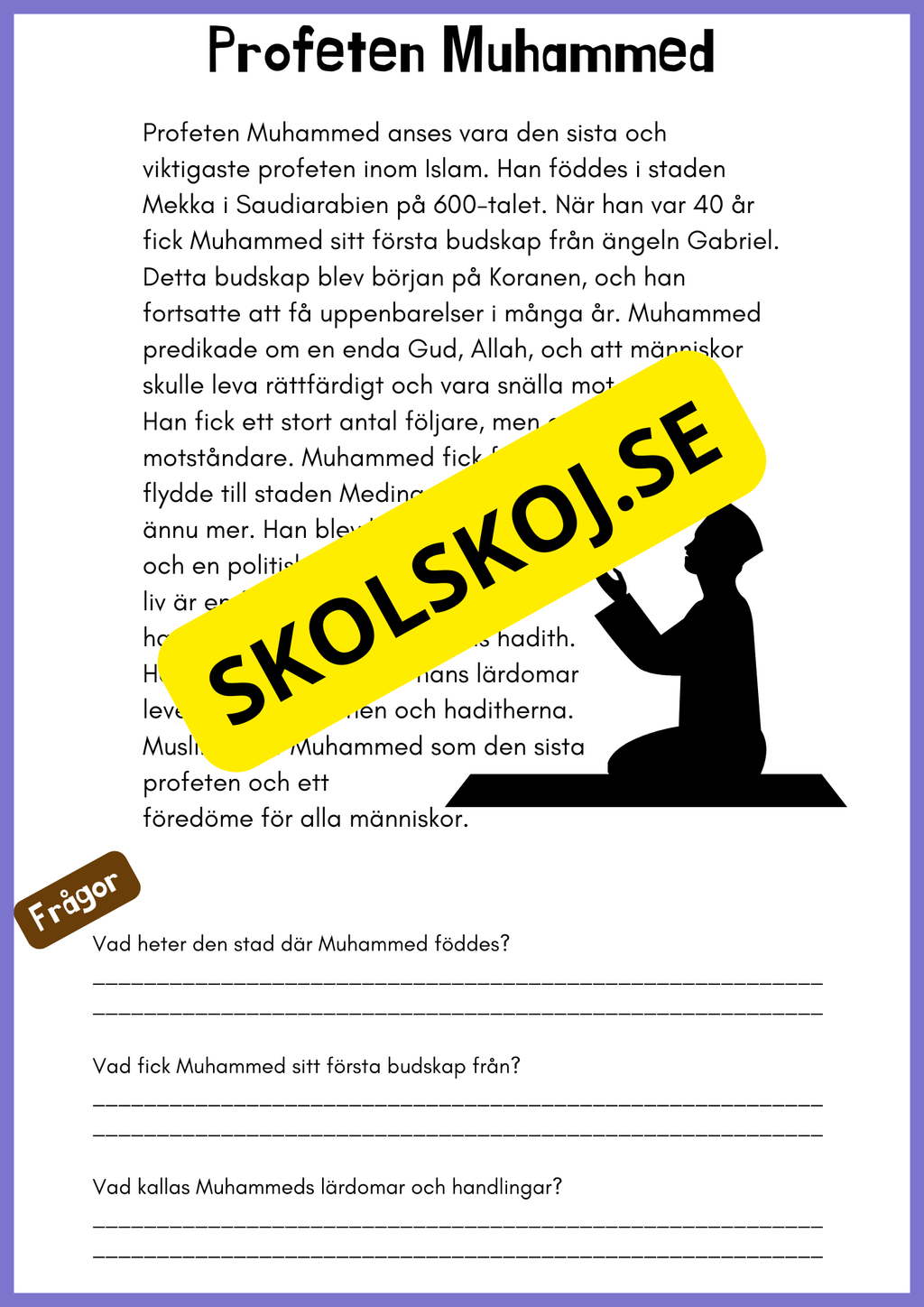 Enkel läsförståelse - Islam - Åk 4 - 6