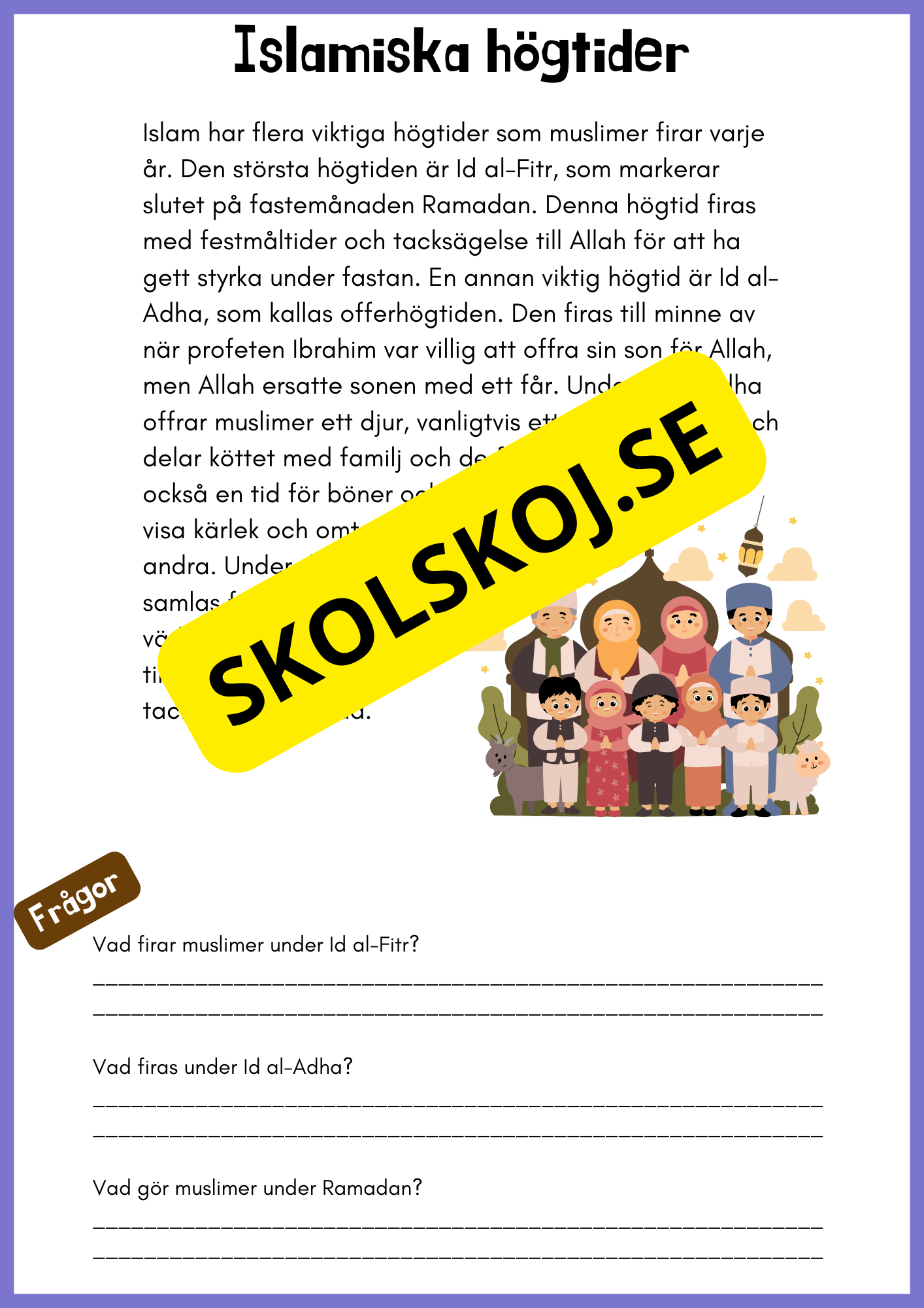 Enkel läsförståelse - Islam - Åk 4 - 6