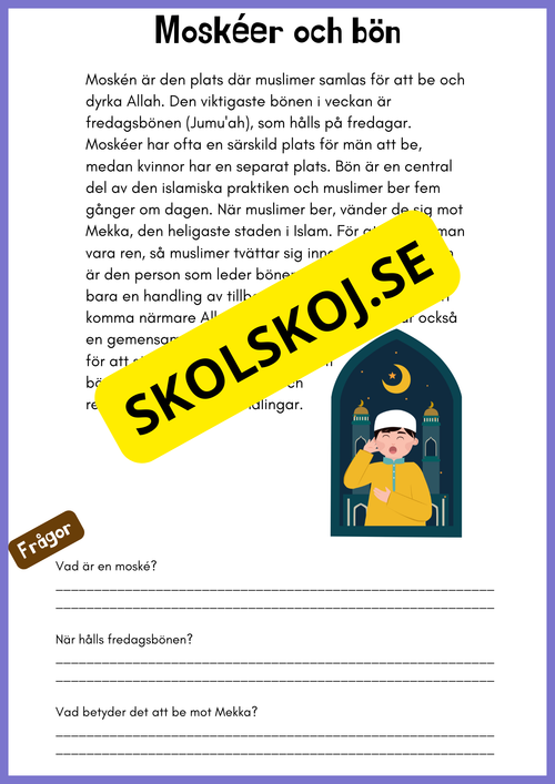 Enkel läsförståelse - Islam - Åk 4 - 6