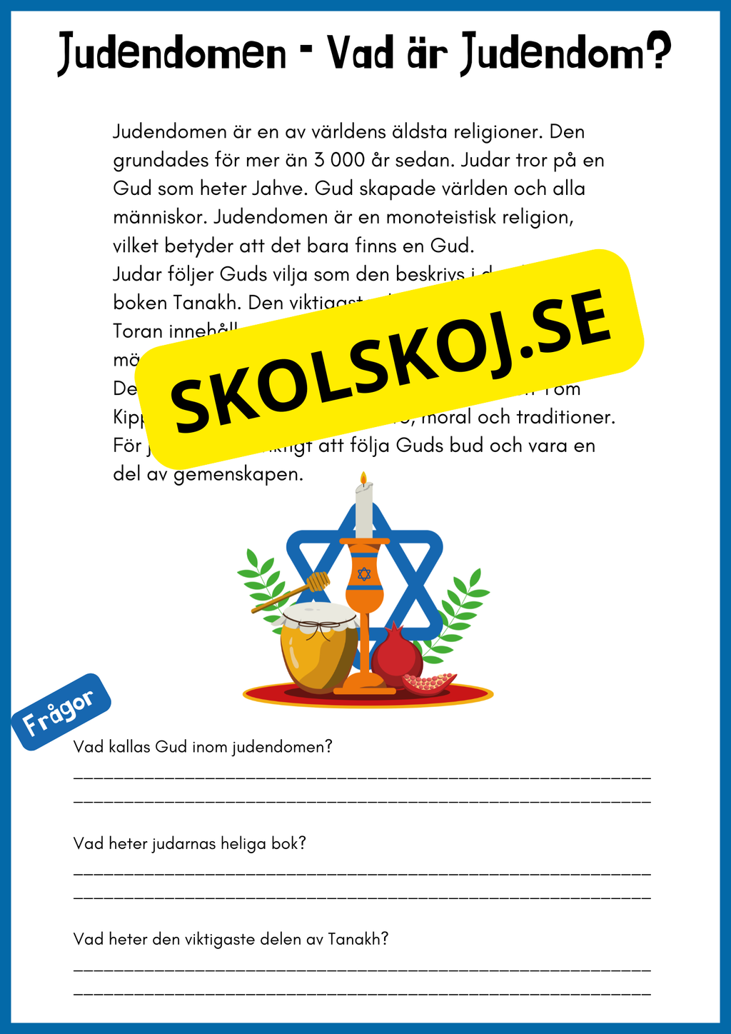 Enkel läsförståelse - Judendomen - Åk 4 - 6