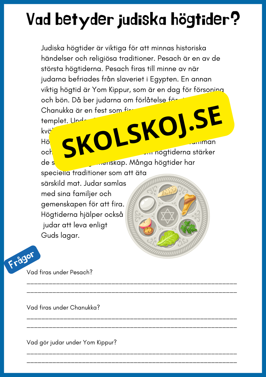 Enkel läsförståelse - Judendomen - Åk 4 - 6