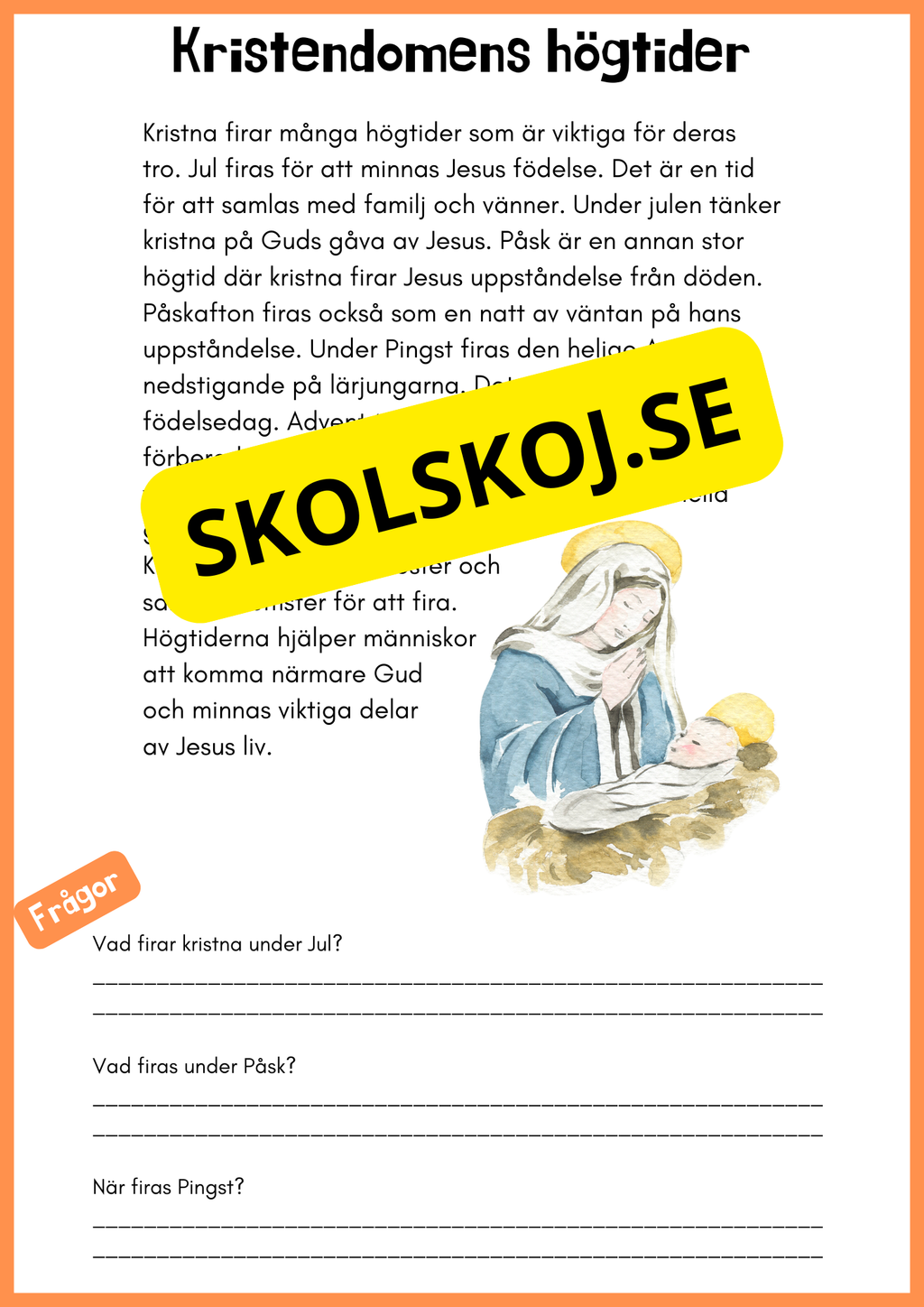 Enkel läsförståelse - Kristendomen - Åk 4 - 6