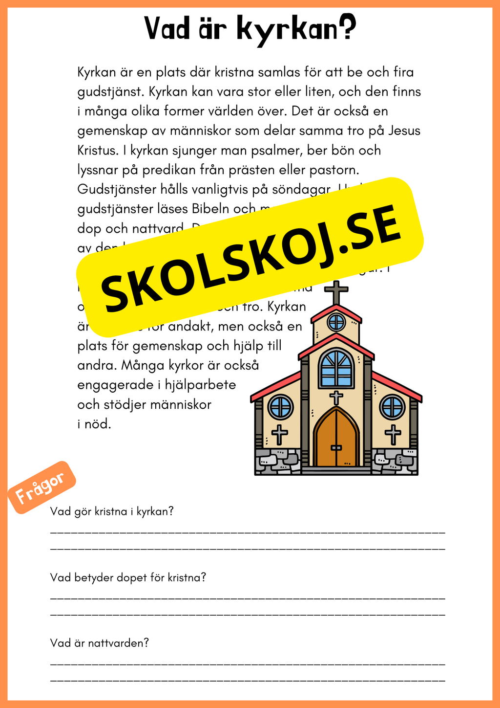 Enkel läsförståelse - Kristendomen - Åk 4 - 6