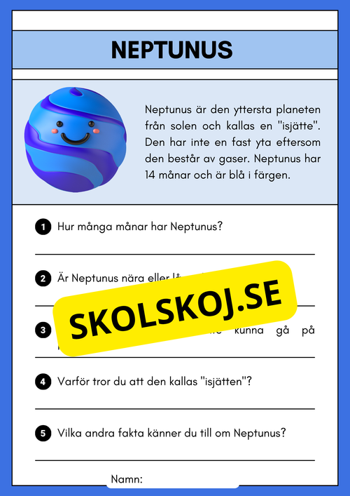 Enkel läsförståelse - Solsystemet