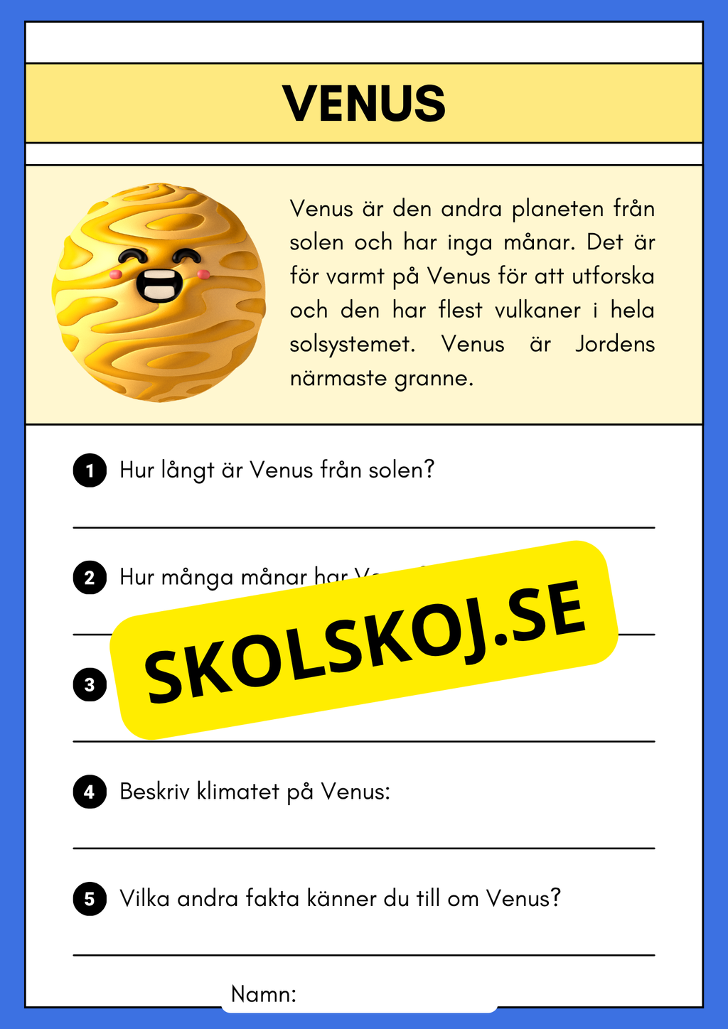 Enkel läsförståelse - Solsystemet