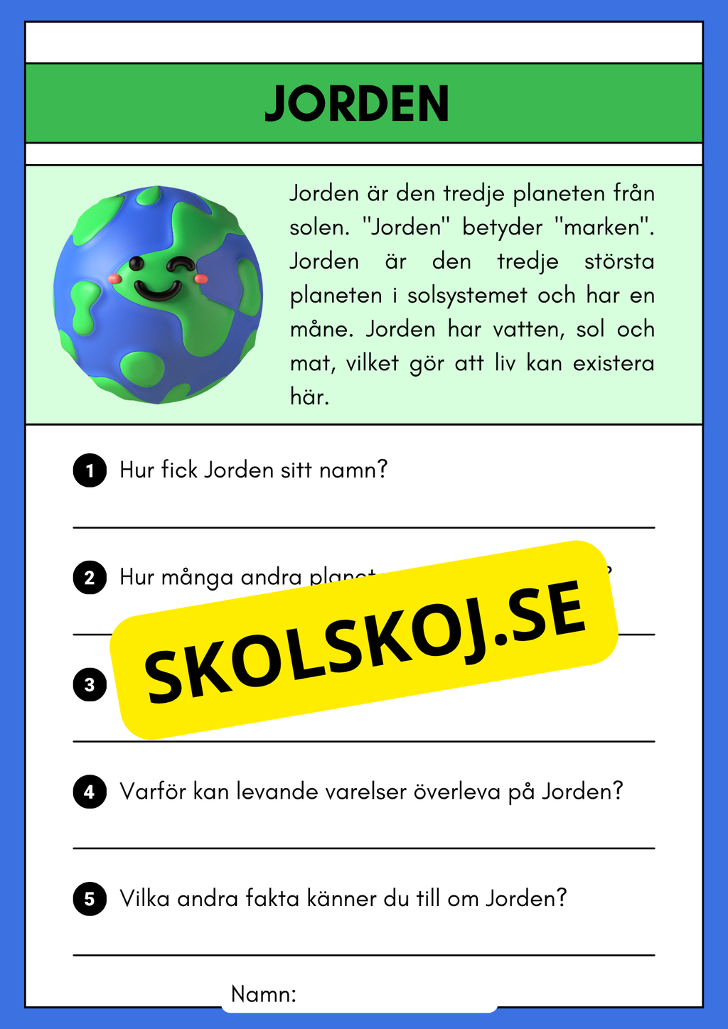 Enkel läsförståelse - Solsystemet