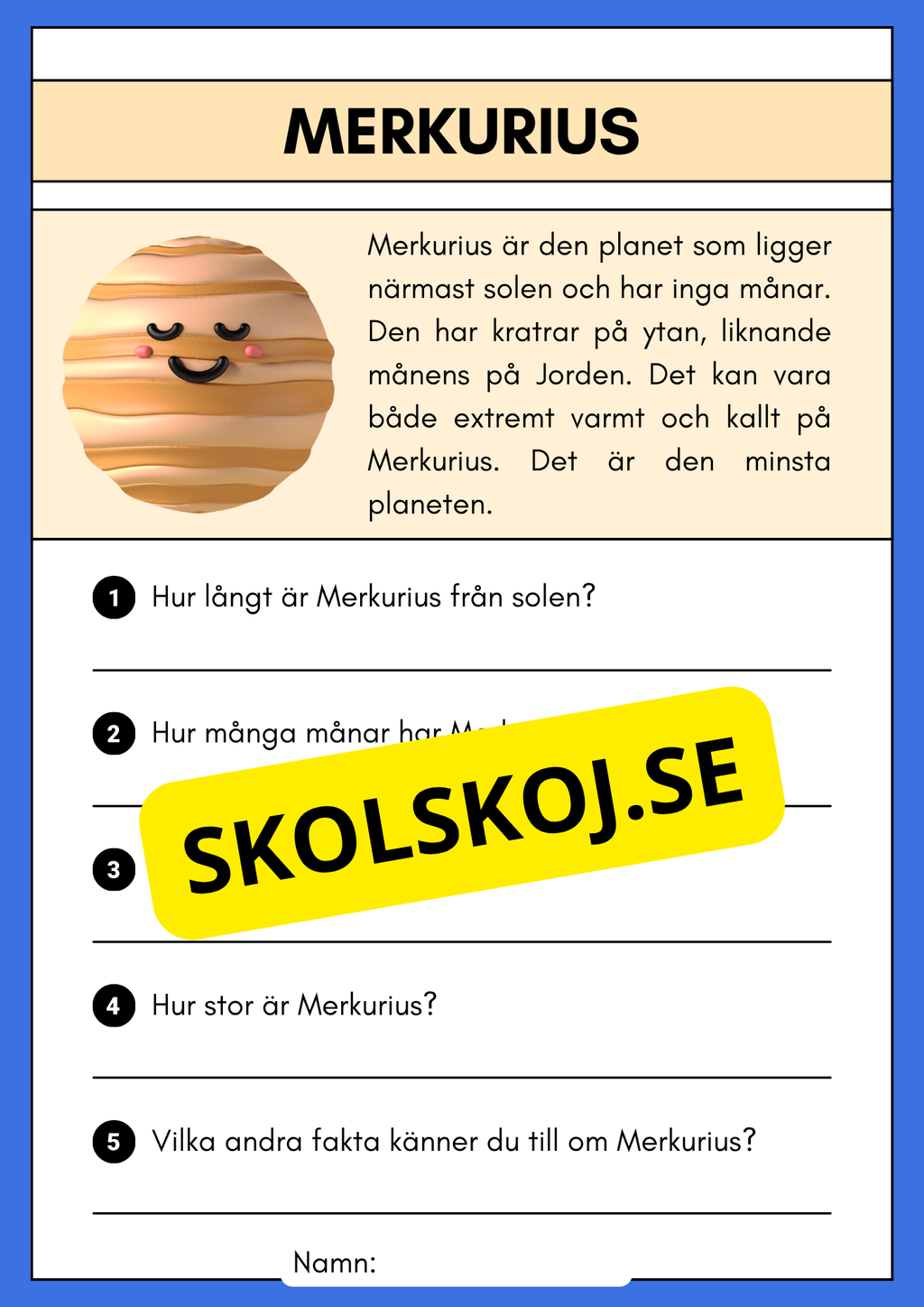 Enkel läsförståelse - Solsystemet
