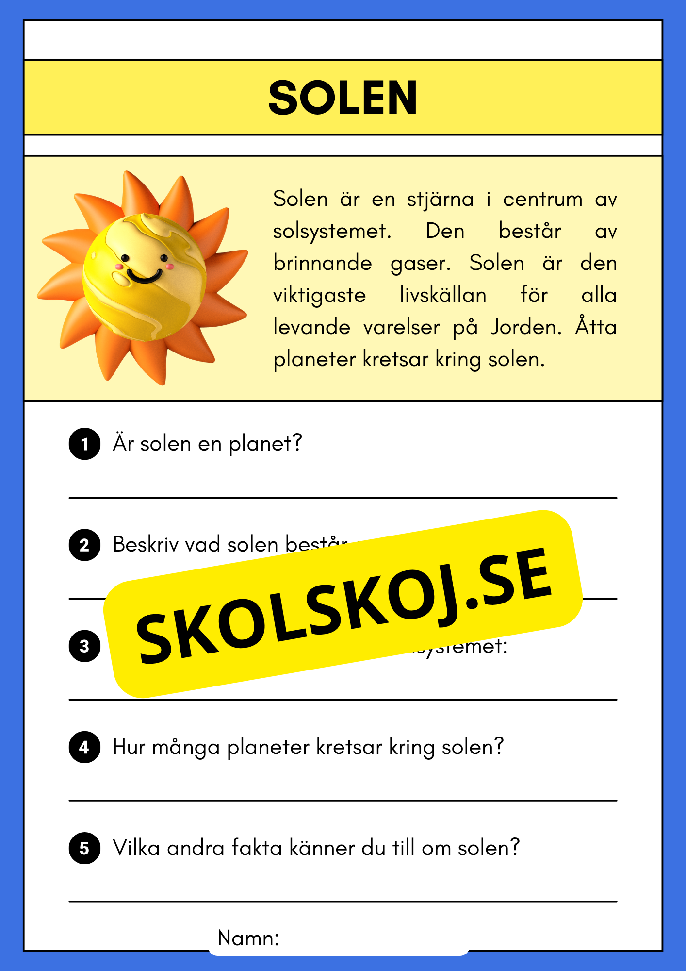 Enkel läsförståelse - Solsystemet