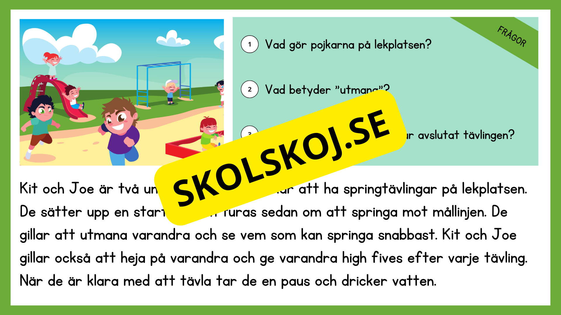 Enkel läsförståelse och frågor