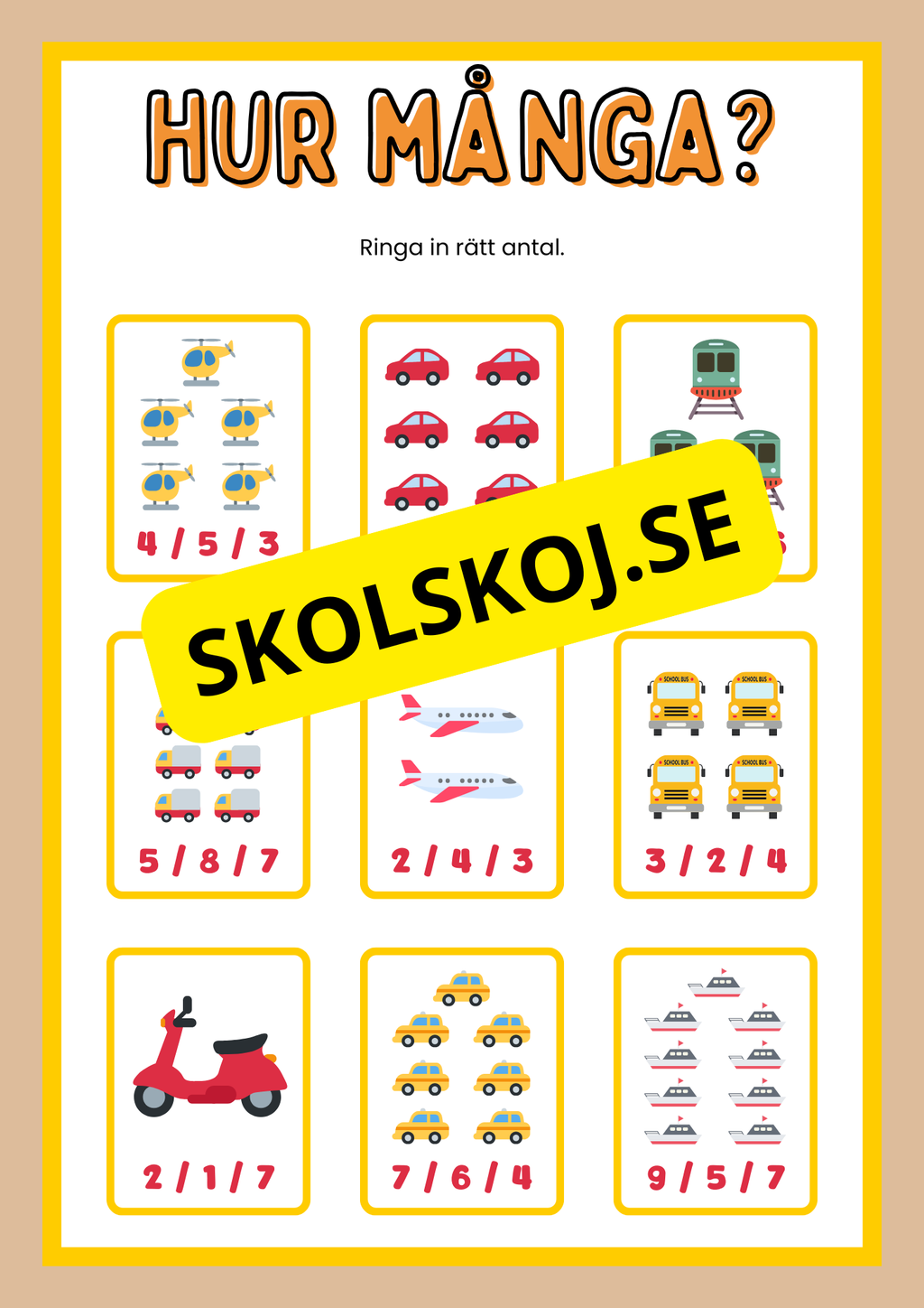 Enkel matematik - Blandade uppgifter - Häfte