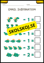Enkel subtraktion - Fsk - åk 2
