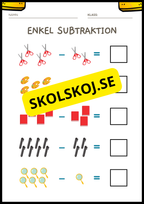 Enkel subtraktion - Fsk - åk 2