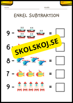 Enkel subtraktion - Fsk - åk 2