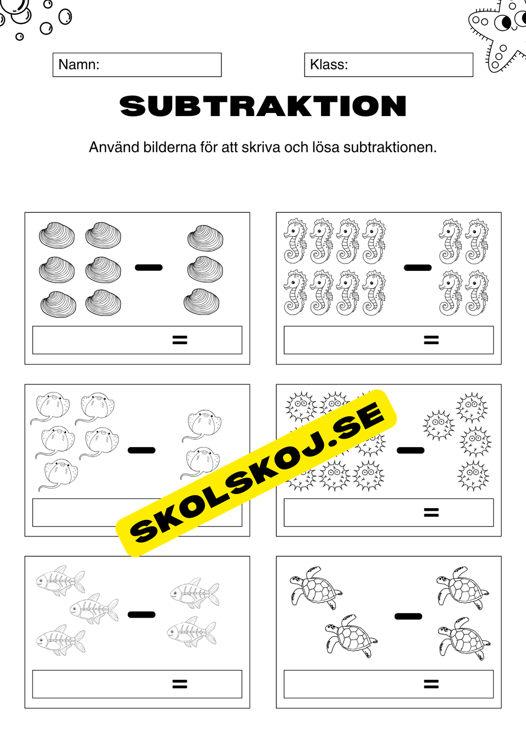 Enkel subtraktion 0 - 10