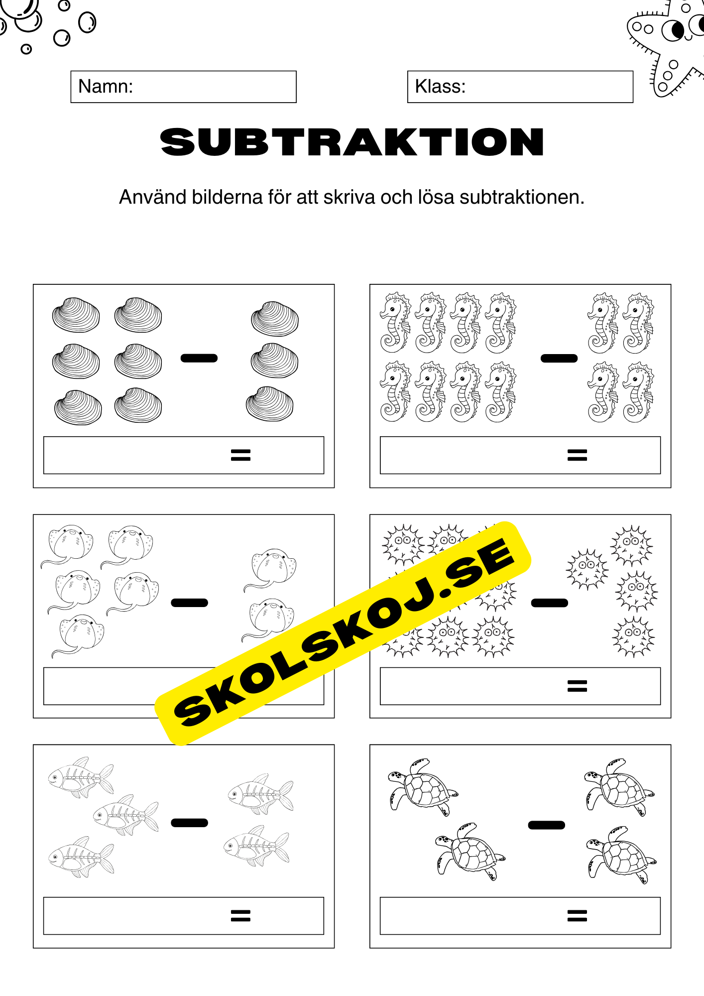 Enkel subtraktion 0 - 10