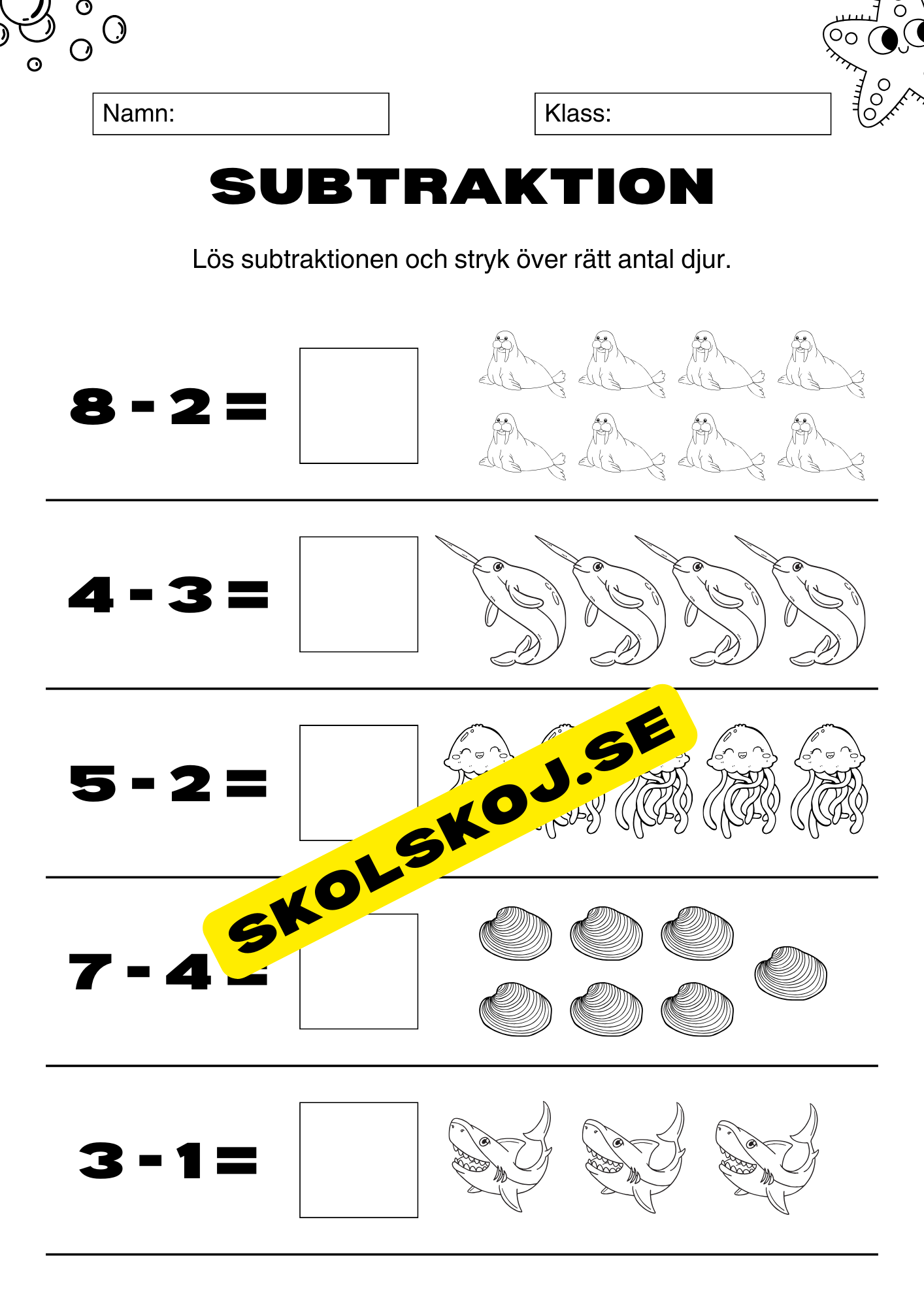 Enkel subtraktion 0 - 10