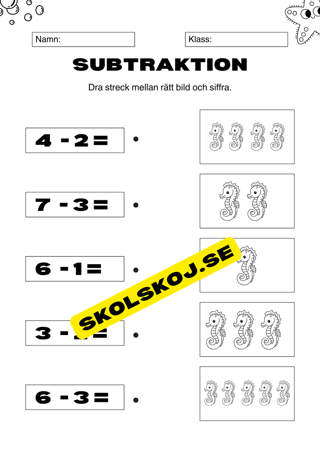 Enkel subtraktion 0 - 10