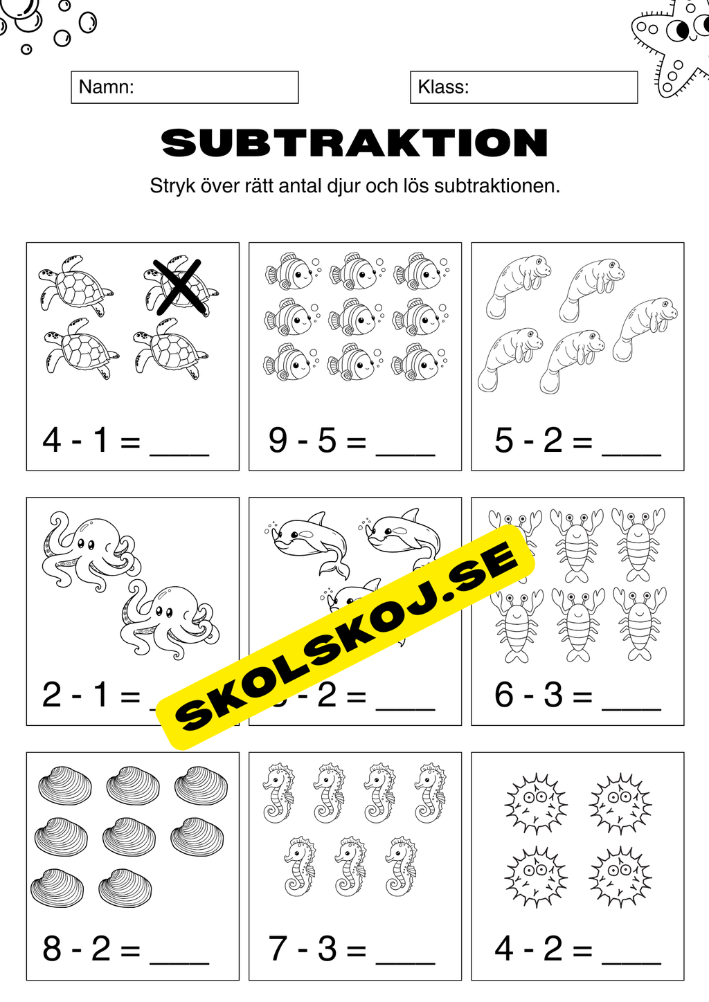 Enkel subtraktion 0 - 10
