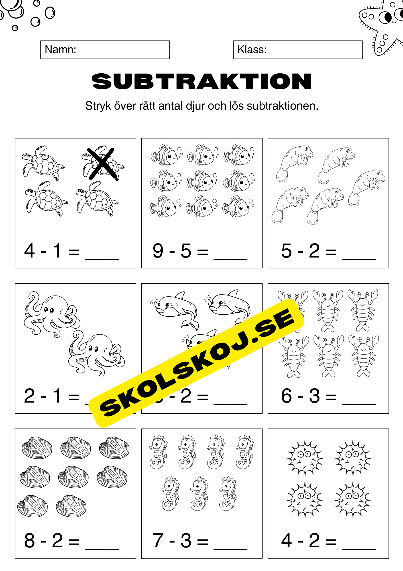 Enkel subtraktion 0 - 10
