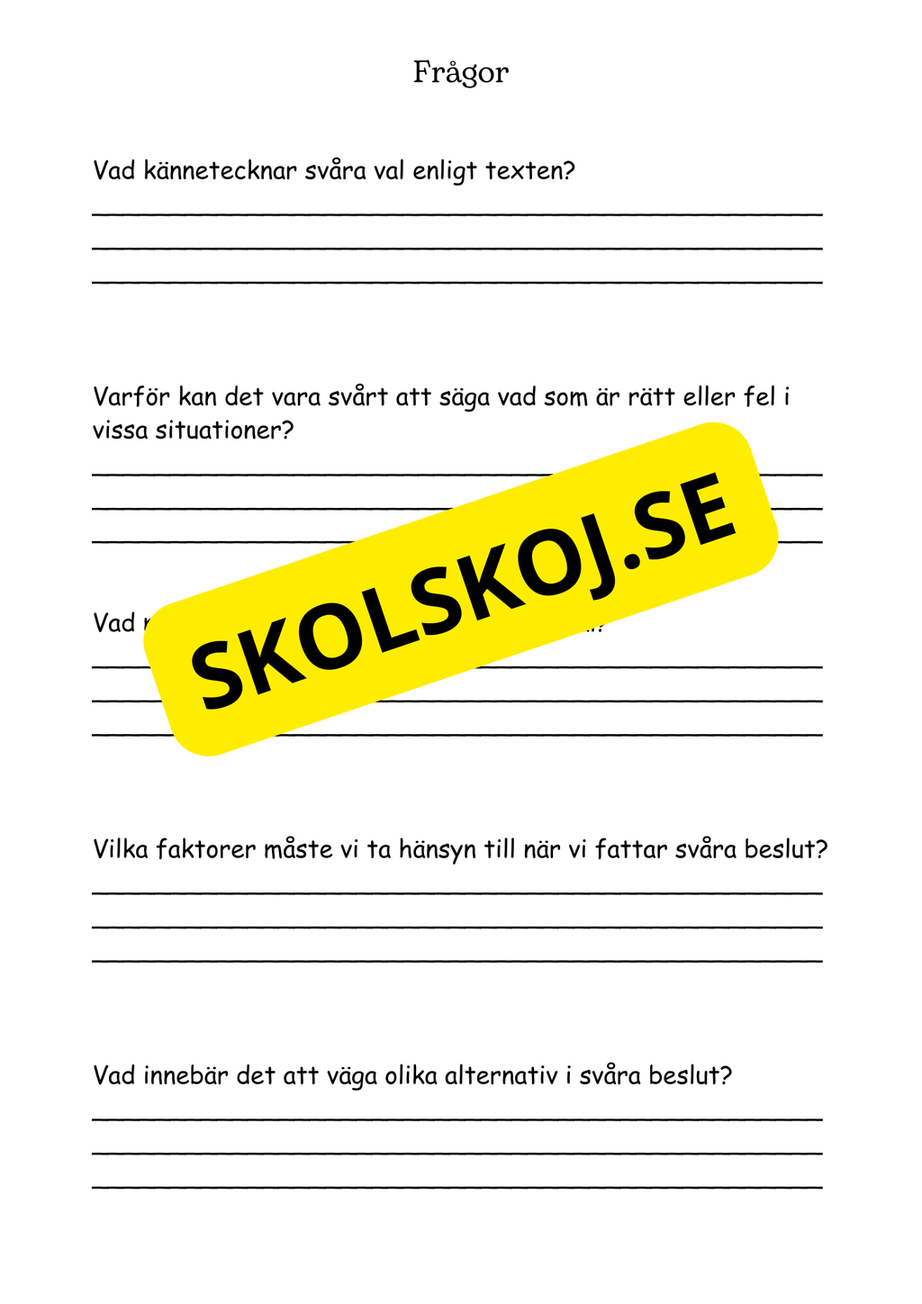 Etik och svåra val - Årskurs 4 - 6