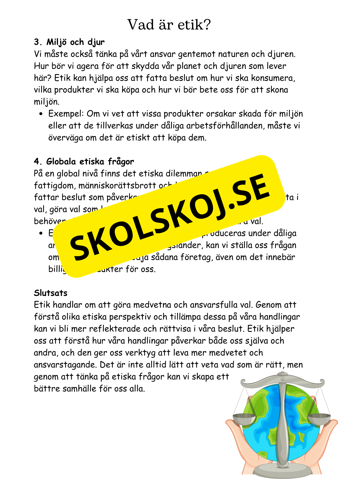 Etik och svåra val - Årskurs 4 - 6