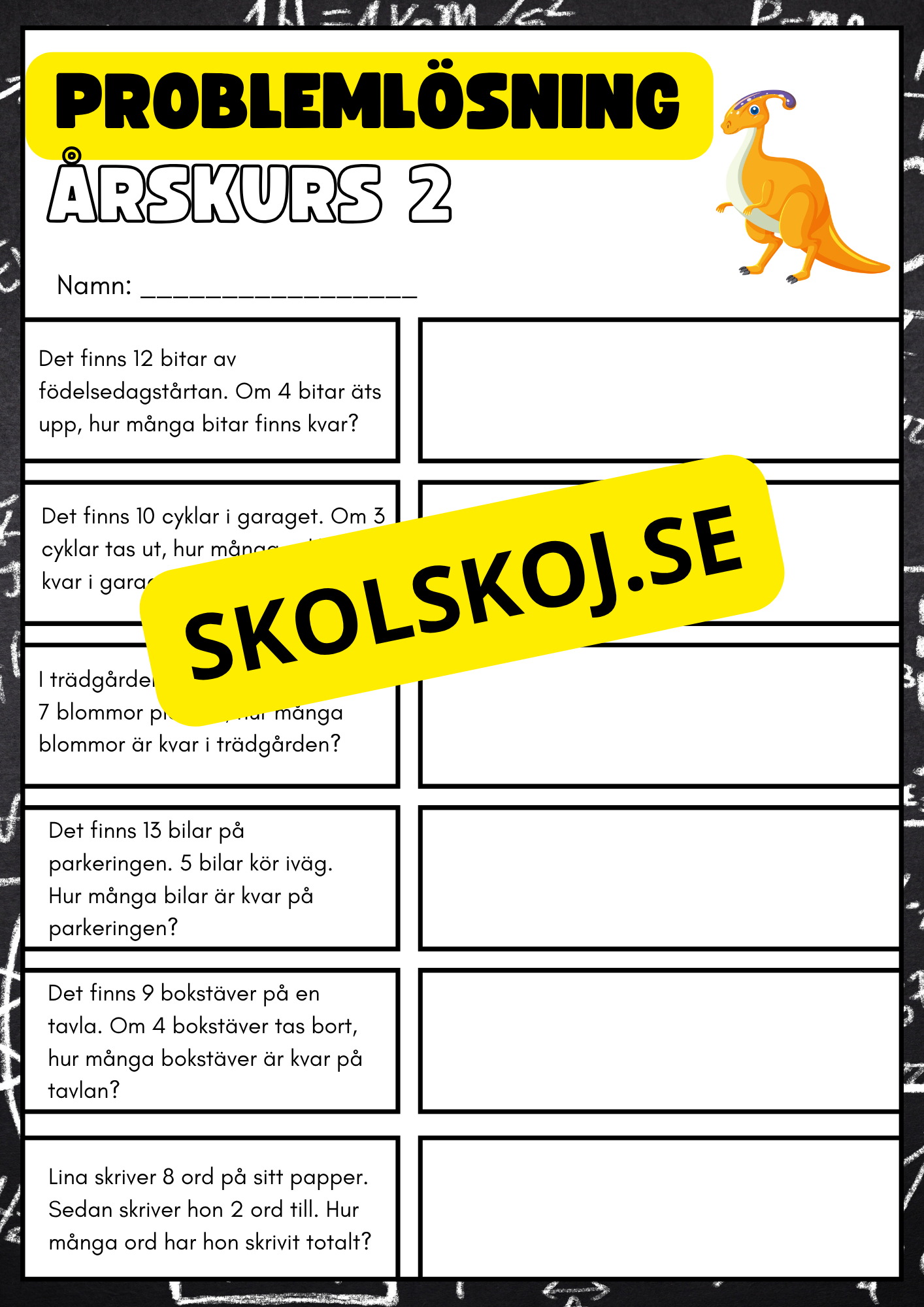 Porblemlösning addition subtraktion årskurs 2