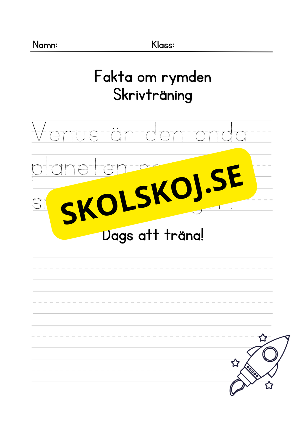 Fakta om rymden - Skrivträning