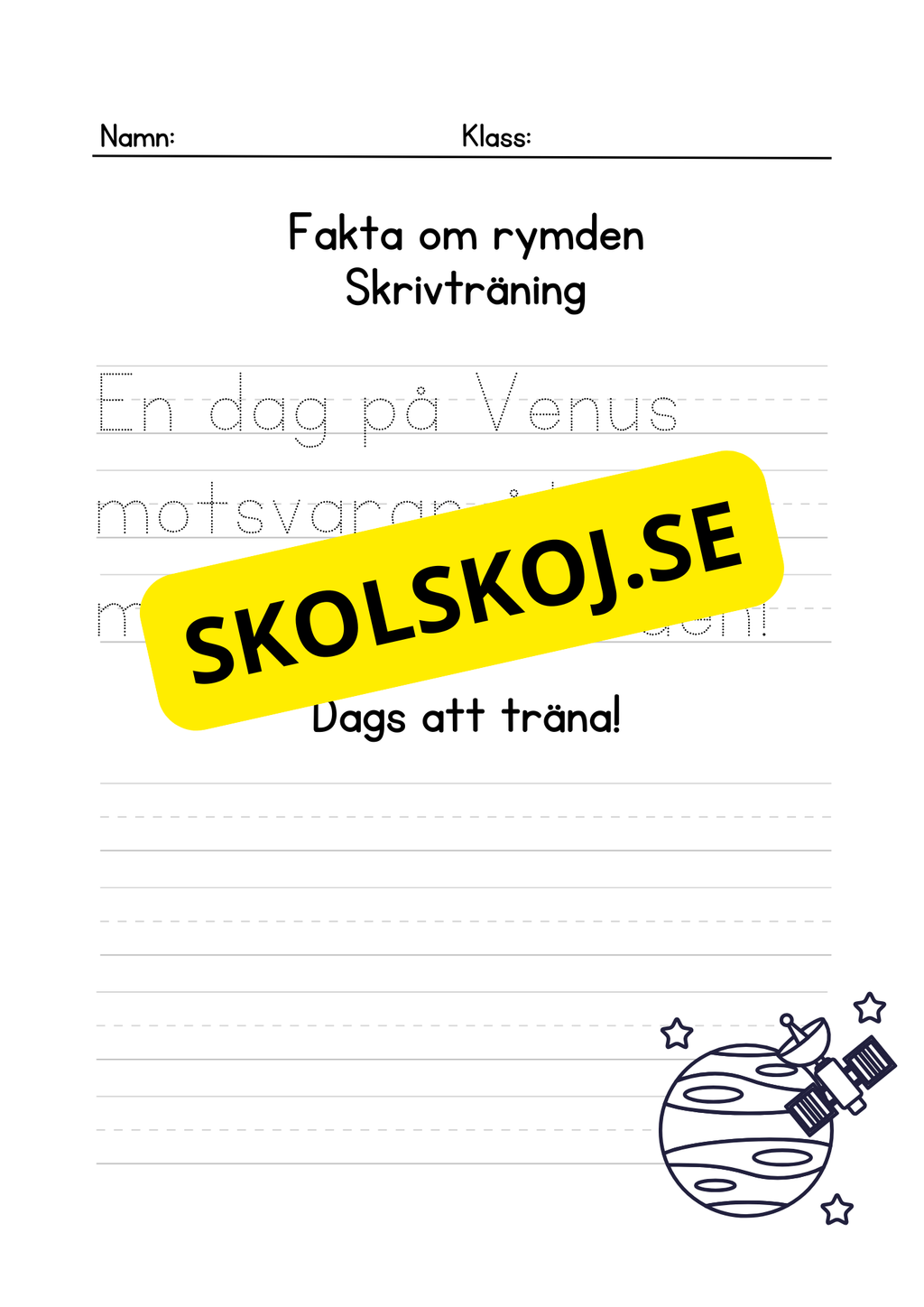 Fakta om rymden - Skrivträning