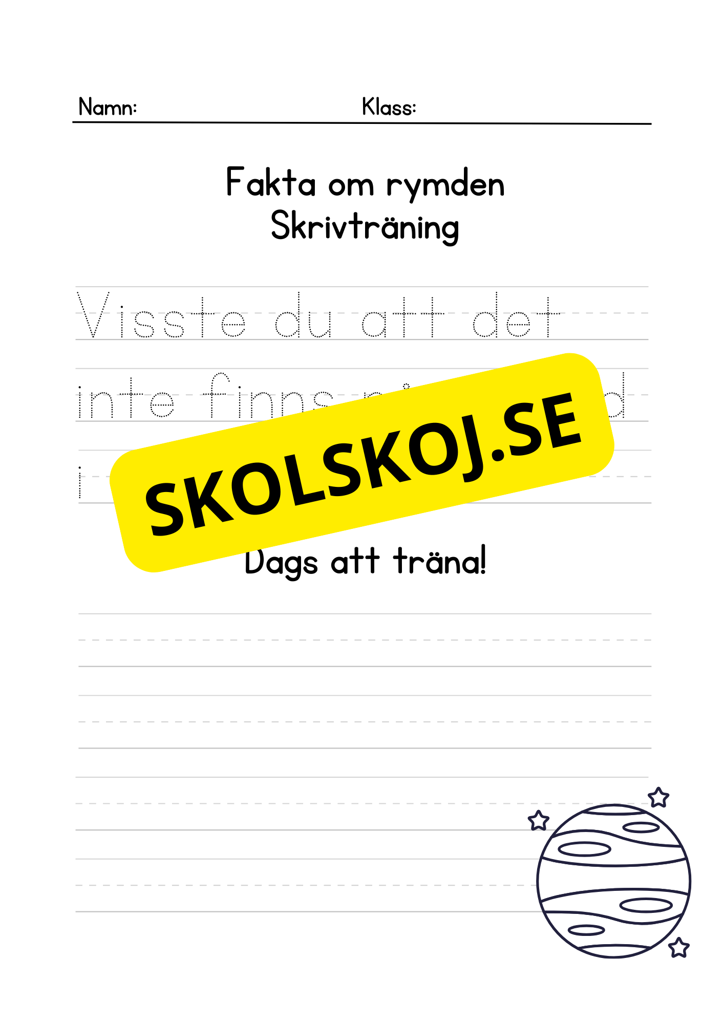 Fakta om rymden - Skrivträning