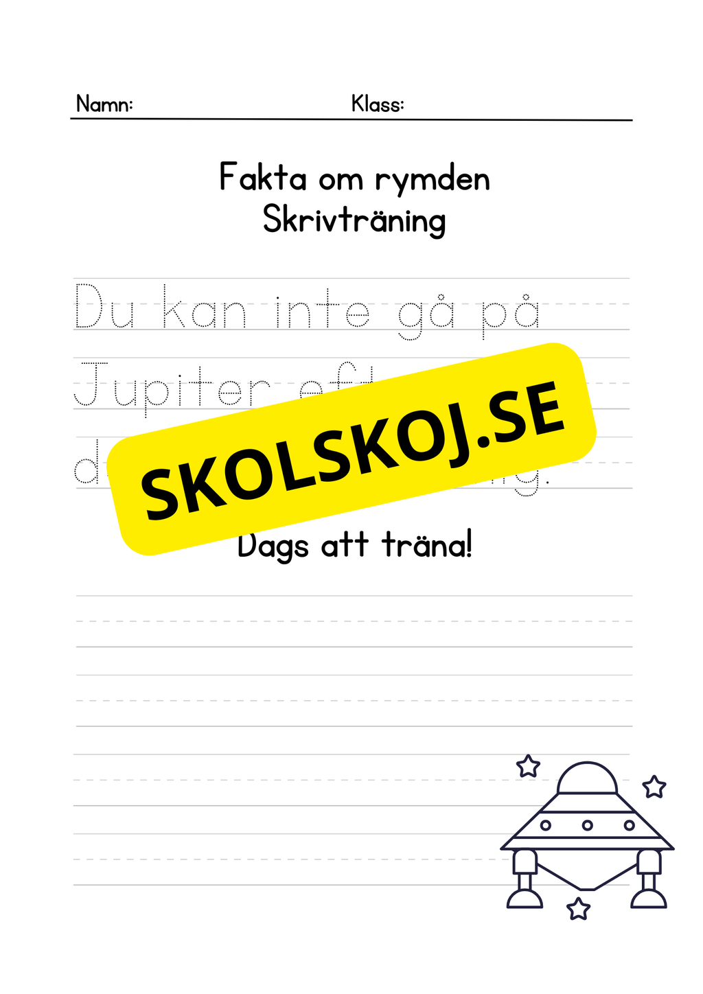 Fakta om rymden - Skrivträning