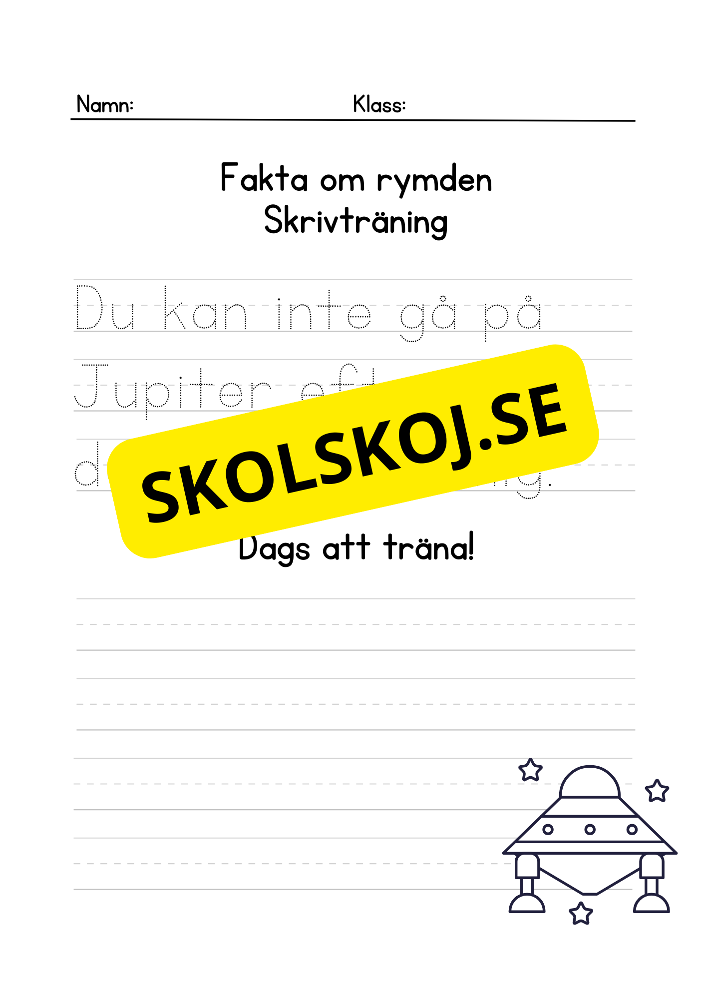 Fakta om rymden - Skrivträning