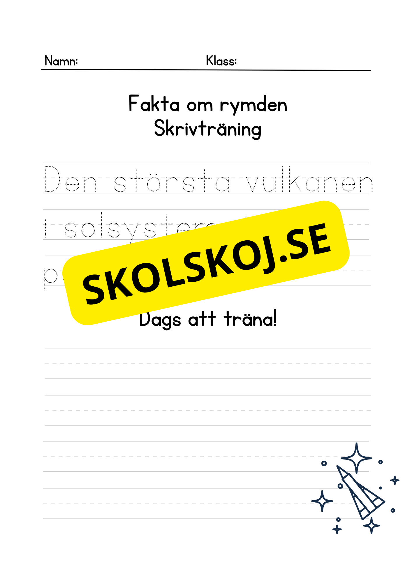 Fakta om rymden - Skrivträning