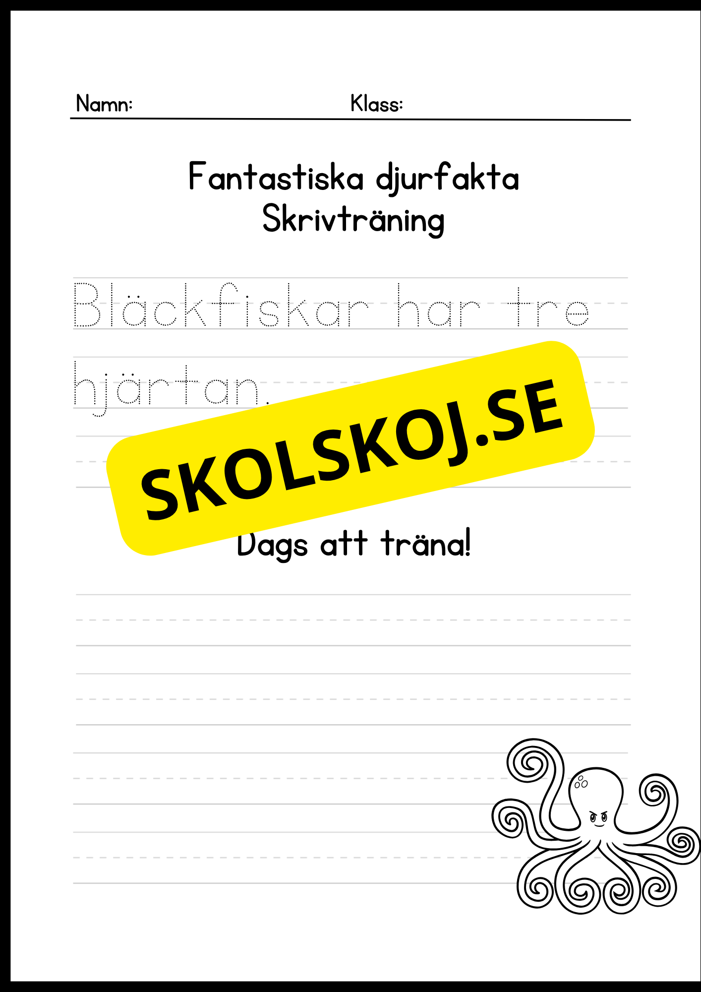 Fantastiska djurfakta - Skrivträning